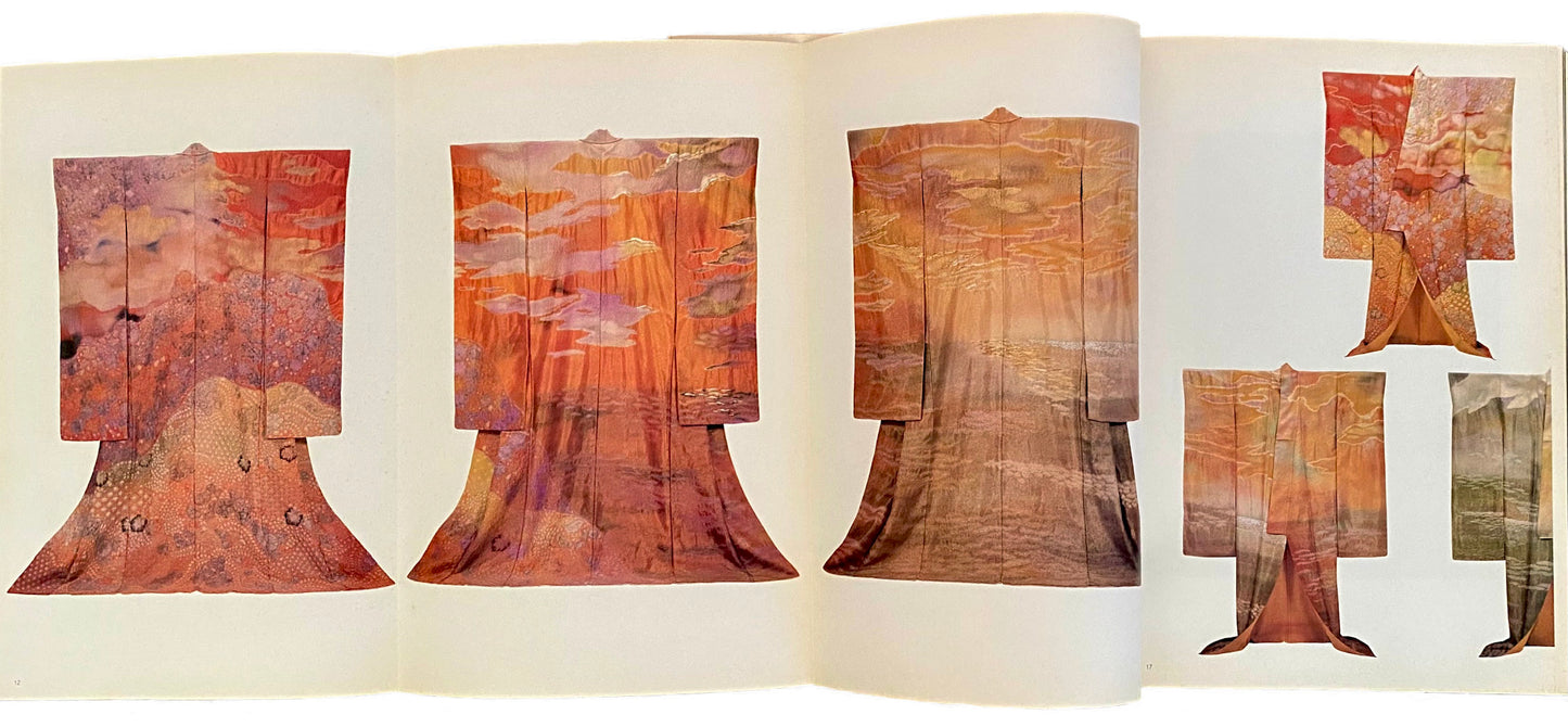 tepluste Opulence book inside open pulled page showing 3 kimonos each side