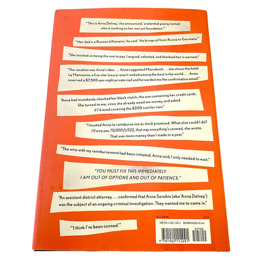 my friend Anna -book back side - the true story of a fake heiress