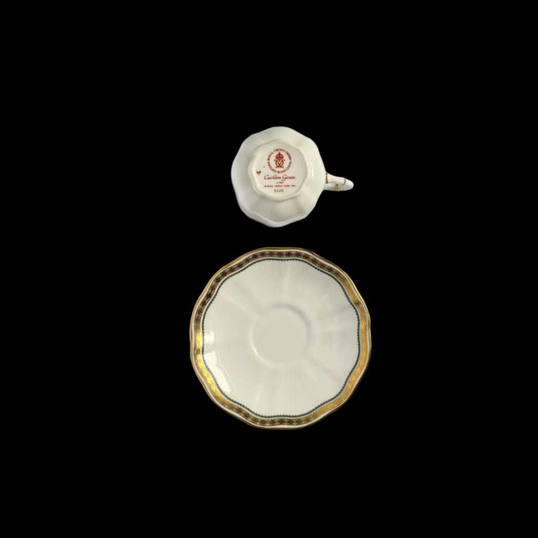 Royal Crown Derby Carlton Porcelain Demitasse backmark with plate