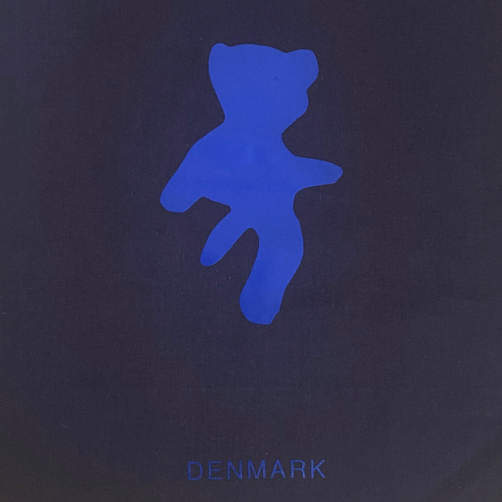 Danish mixed media artist Per Skovgaard's iconic bear tag. Navy