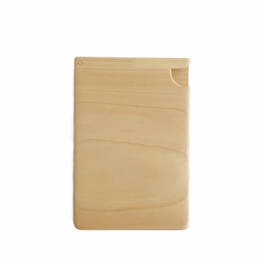 Beige rectangular pouch with a flap on a white background