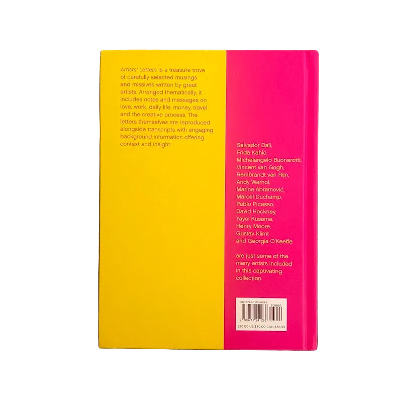 Back of book with yellow and pink back cover 