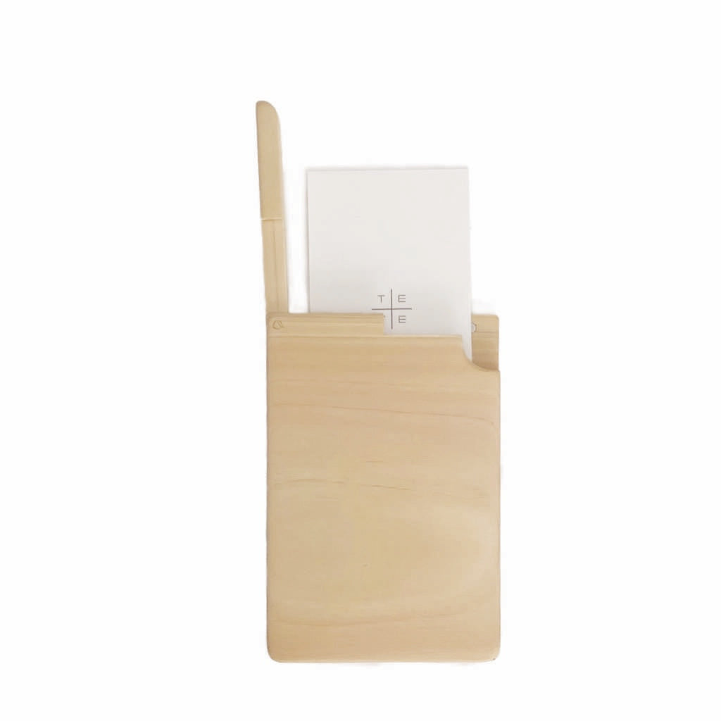 HINOKI CARDHOLDER  hook with a white card on a white background