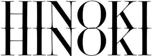Black text 'HINOKI' on a white background