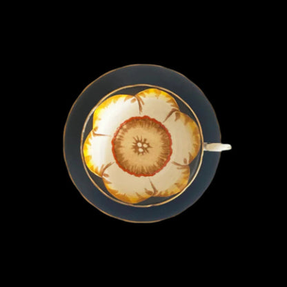 tepluste- Top view Victoria C& E Hand painted black cup and saucer mid century