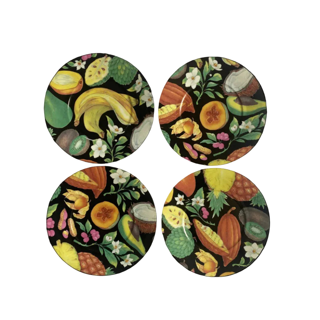 tepluste- Lazeyras Limoges fruits and flowers plate set of 4