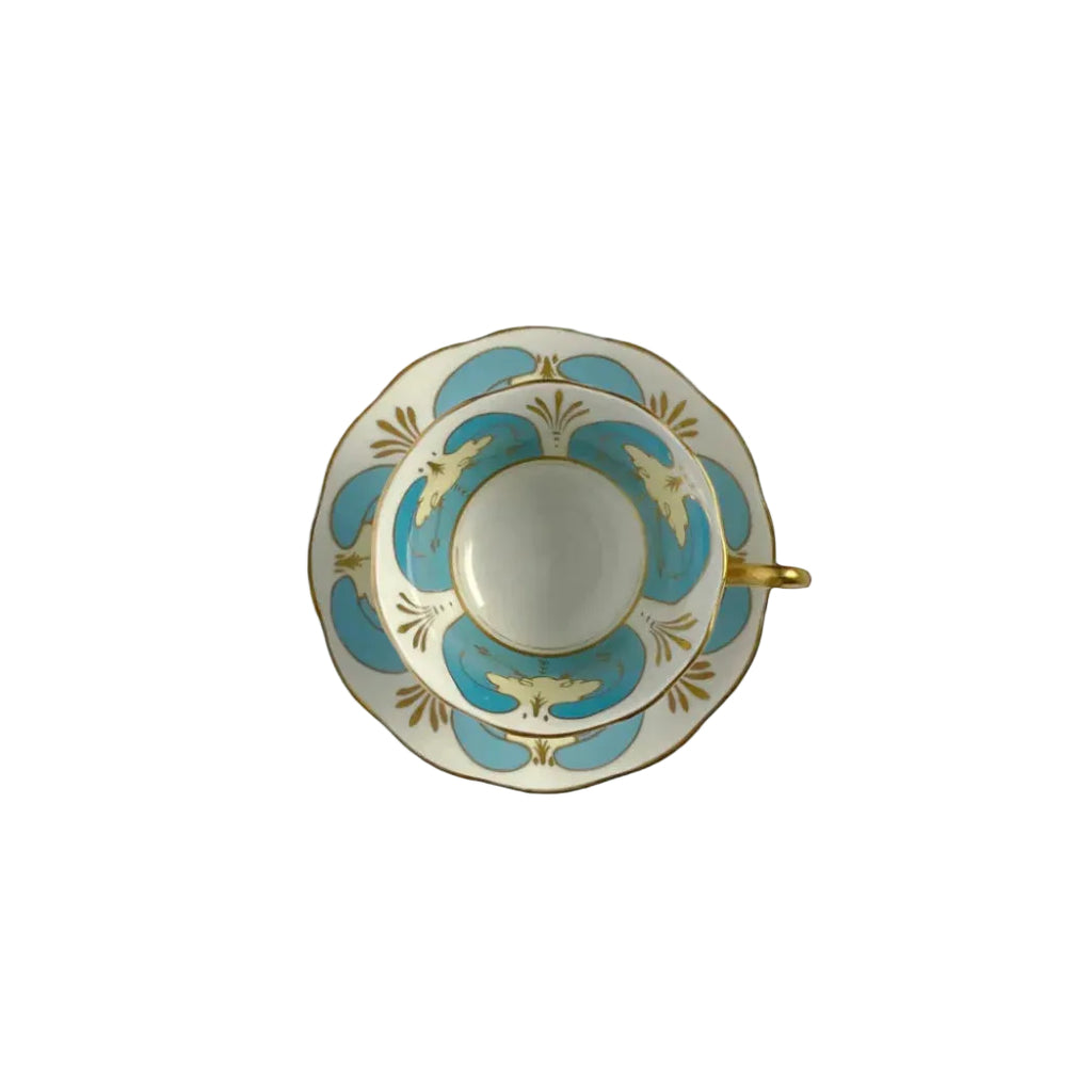 TE PLUS TE-Royal Albert Blue Art Deco top view Cup and Saucer
