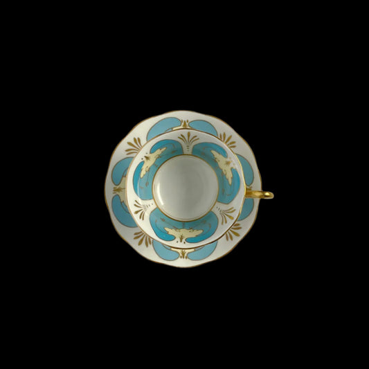tepluste-Royal Albert Blue Art Deco top view Cup and Saucer 