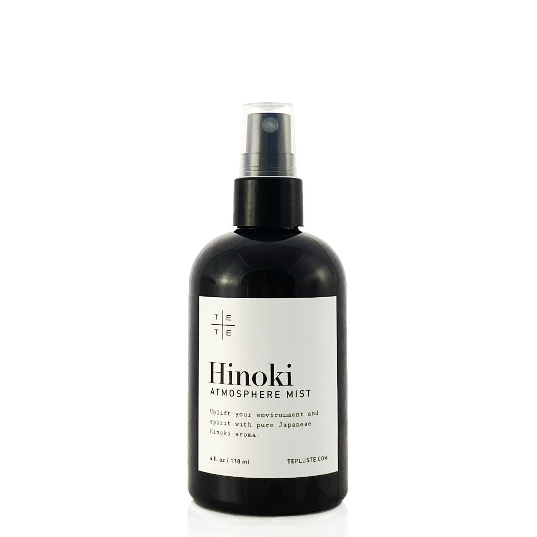 Hinoki Atmosphere Mist - Te Plus Te. Uplift your environment and spirit with pure Hinoki aroma. Spray Hinoki Atmosphere Mist as needed throughout the home and office or on intimate items such as pillows, towels and clothes