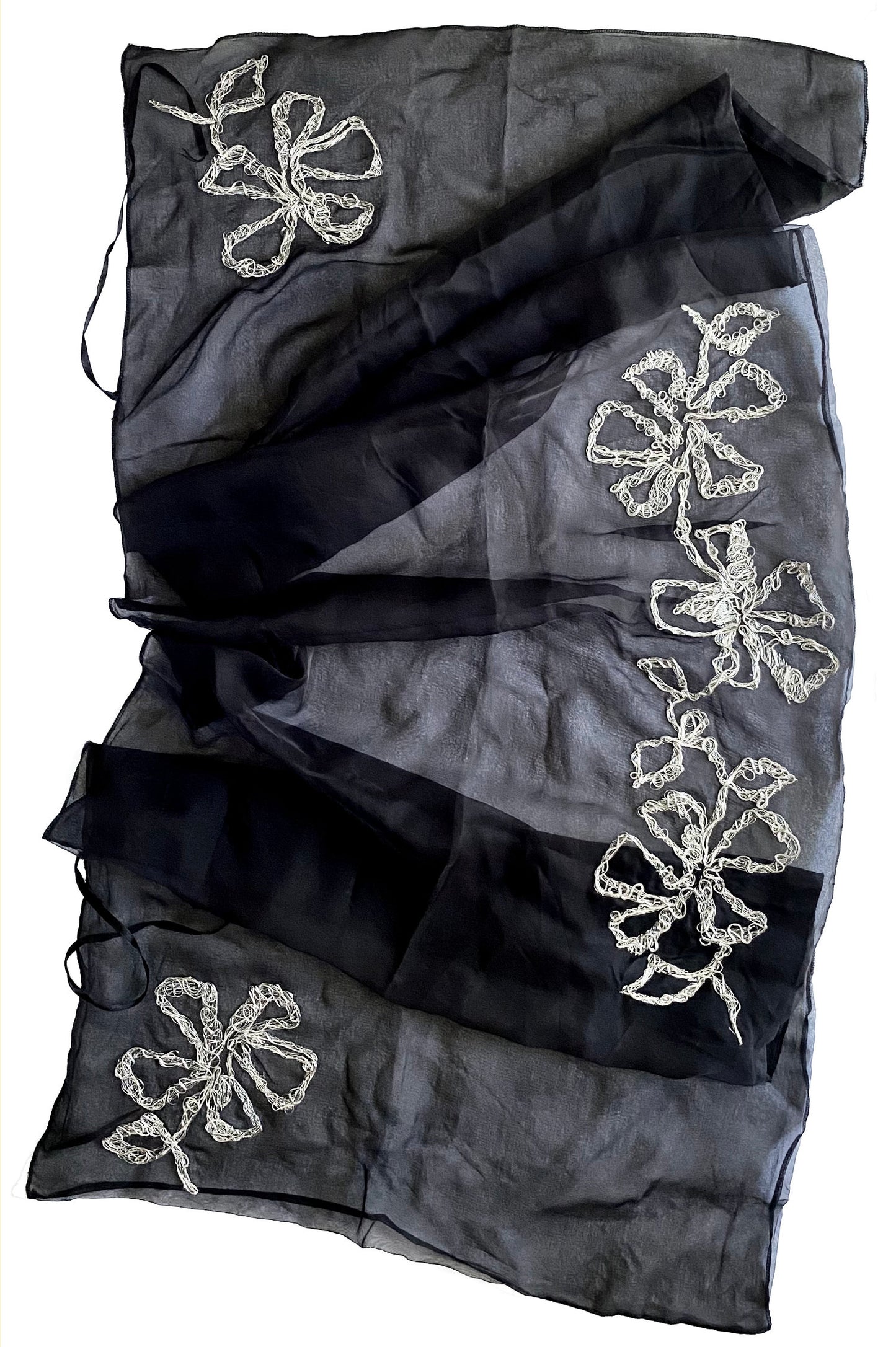 Famed house of Lesage Embroideries to all of the Parisian Haute Couture designers. This scarf is a one of a kind embroidered. Handmade in Paris. Te Plus Te Archive.