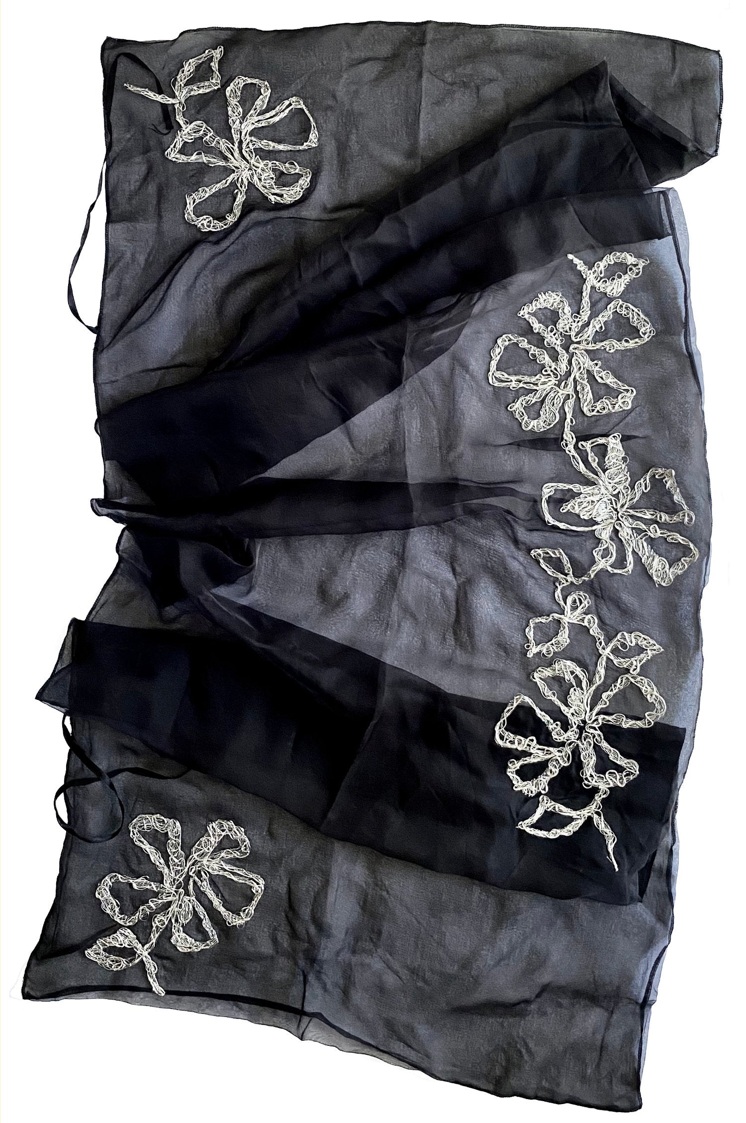 Famed house of Lesage Embroideries to all of the Parisian Haute Couture designers. This scarf is a one of a kind embroidered. Handmade in Paris. Te Plus Te Archive.
