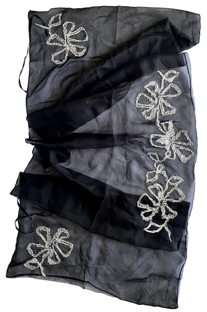Famed house of Lesage Embroideries to all of the Parisian Haute Couture designers. This scarf is a one of a kind embroidered. Handmade in Paris. Te Plus Te Archive.