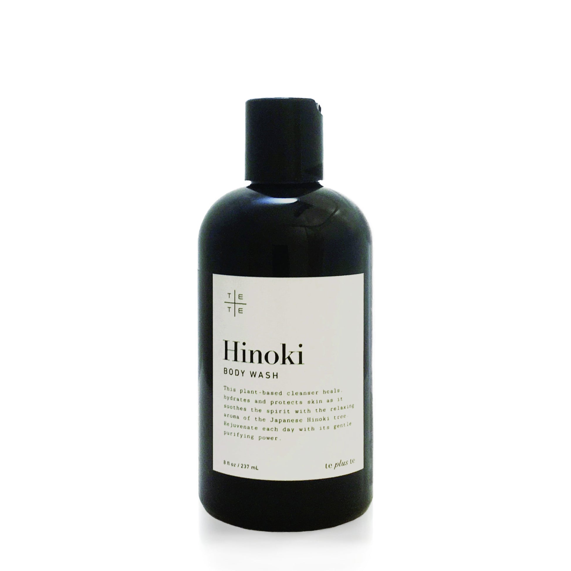 te plus te_Hinoki Body Wash 8 oz, organic plant-based cleanser heals, hydrates and protects skin as it soothes the spirit with the relaxing aroma of the Japanese hinoki tree.