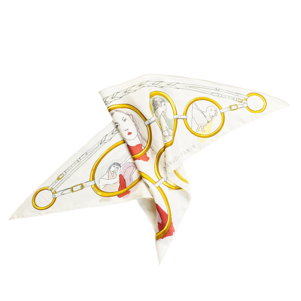  Hermes "Les Parisiens" Triangle silk scarf.