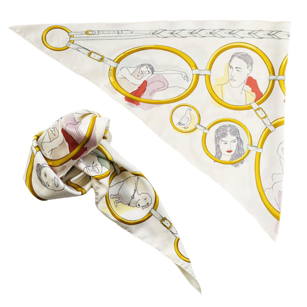  Hermes "Les Parisiens" Triangle silk scarf.